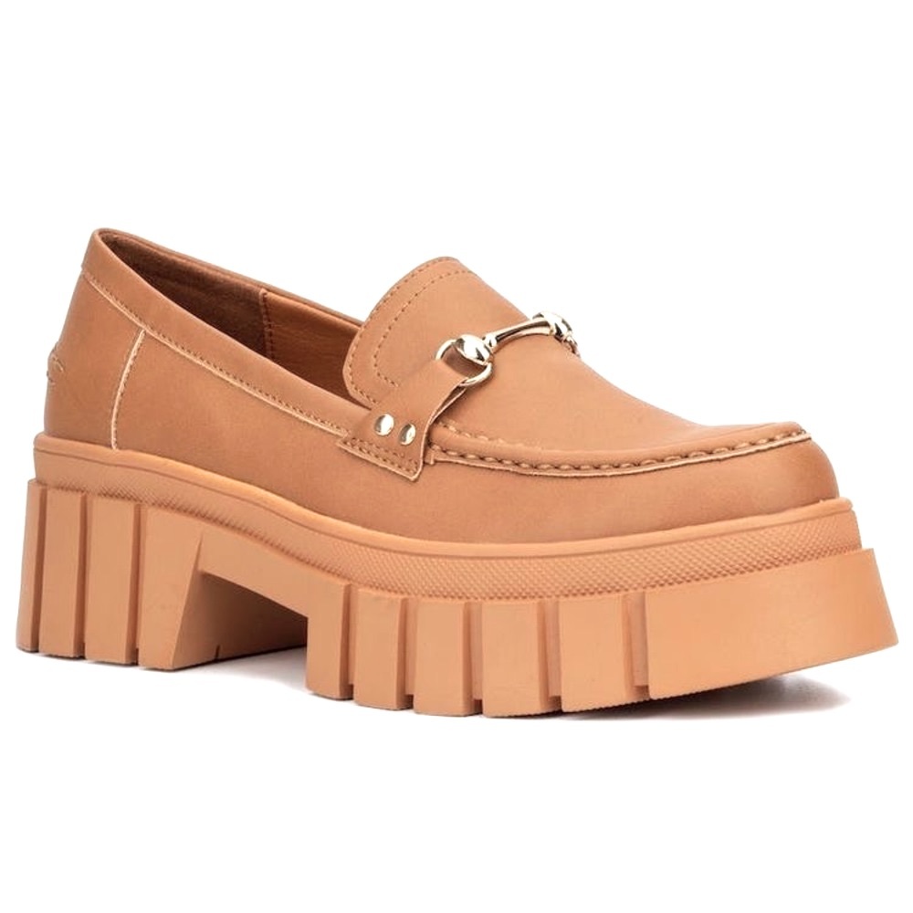 Platform Loafer - Tan Lug Sole Leather Loafer Brown - Revolve